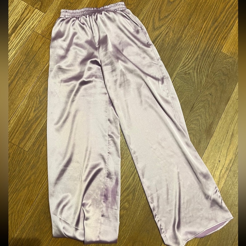 Purple satin silk pants